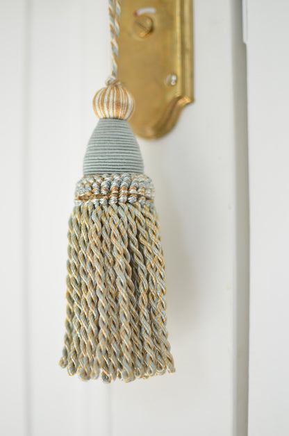 Tassel large light blue & gold
