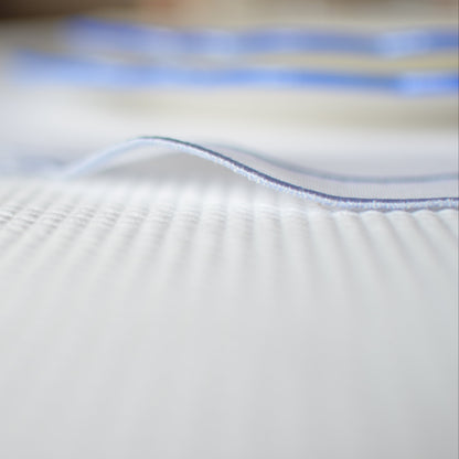 White cotton table mat with blue piping set of two