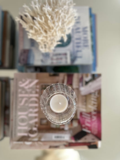 Glass tea light votive with a pedestal