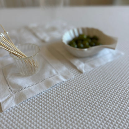 White linen coasters. Set of four.