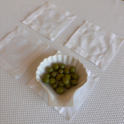 White linen coasters. Set of four.